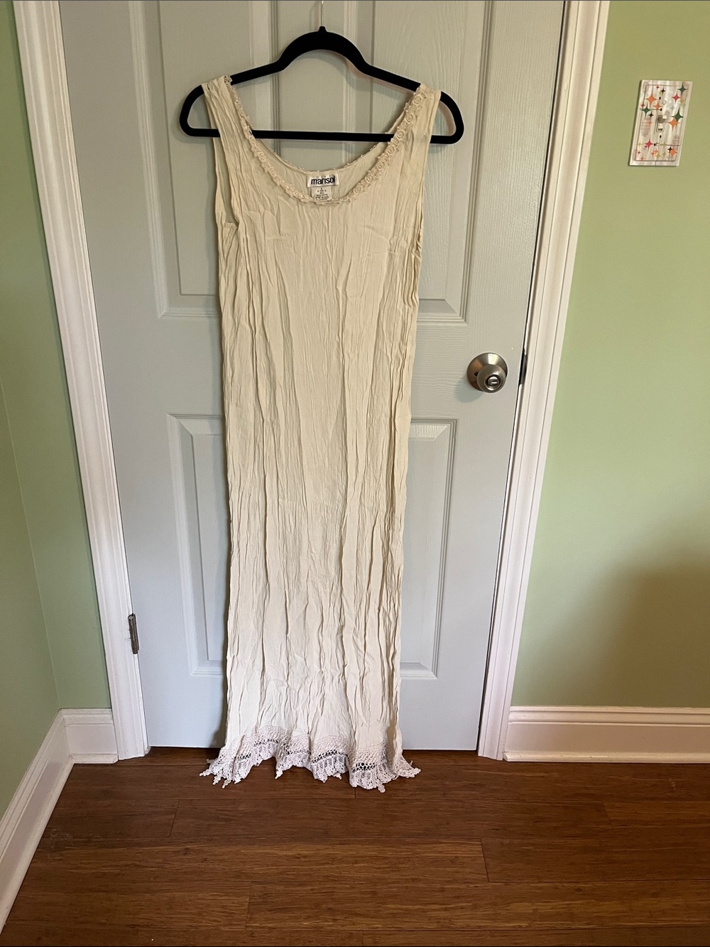 Maxi Tank Dress with Crochet Hem - Cream